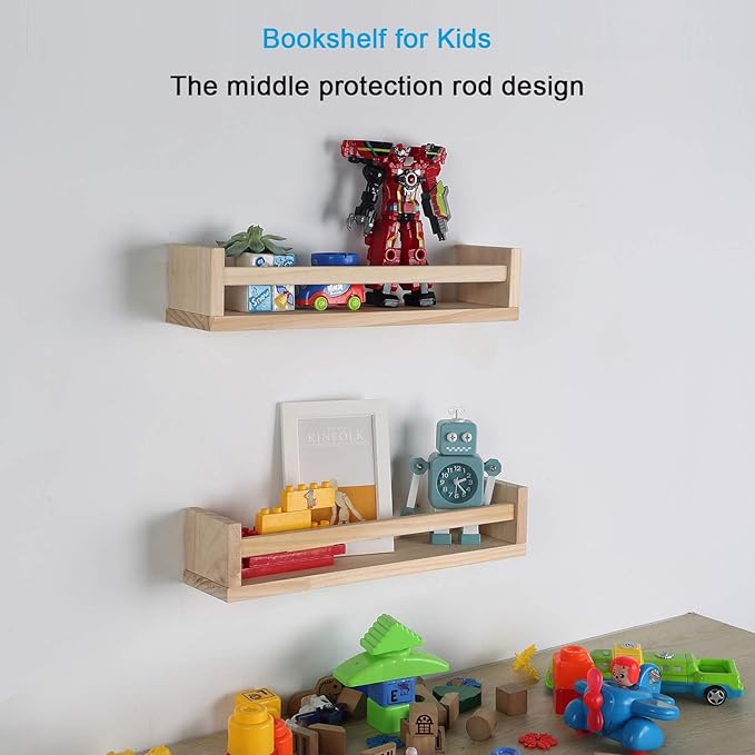 JORIKCHUO Nursery Book Shelves, Kitchen Spice Rack, or Rustic Wall Mounted