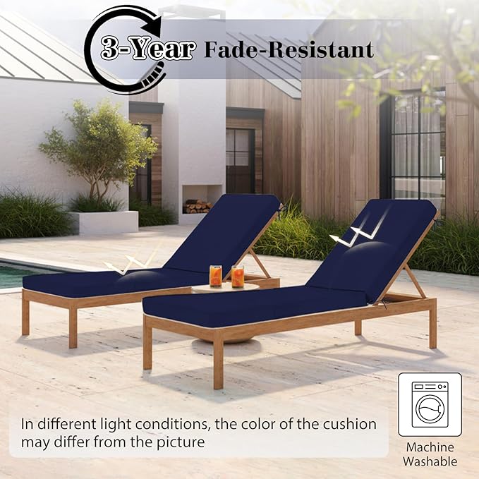 Chaise Lounge Cushions Outdoor, 4 Adjustable Ties Lounge Chair Cushions