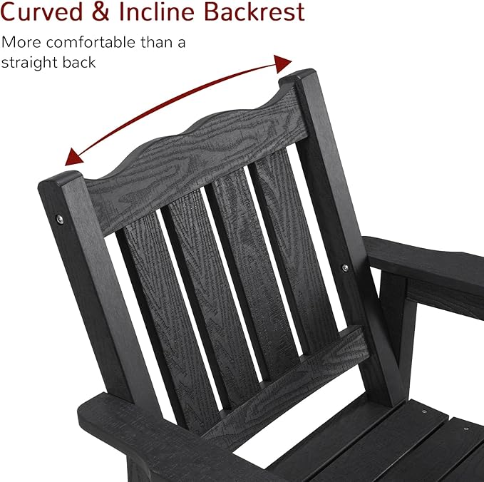 Stoog Low Back Patio Rocking Chair – Heavy Duty 400 lbs Capacity Outdoor Rocker