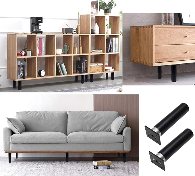 4 Pack Adjustable Furniture Legs Round 1.5" Dia Thickened Aluminum Alloy Sofa