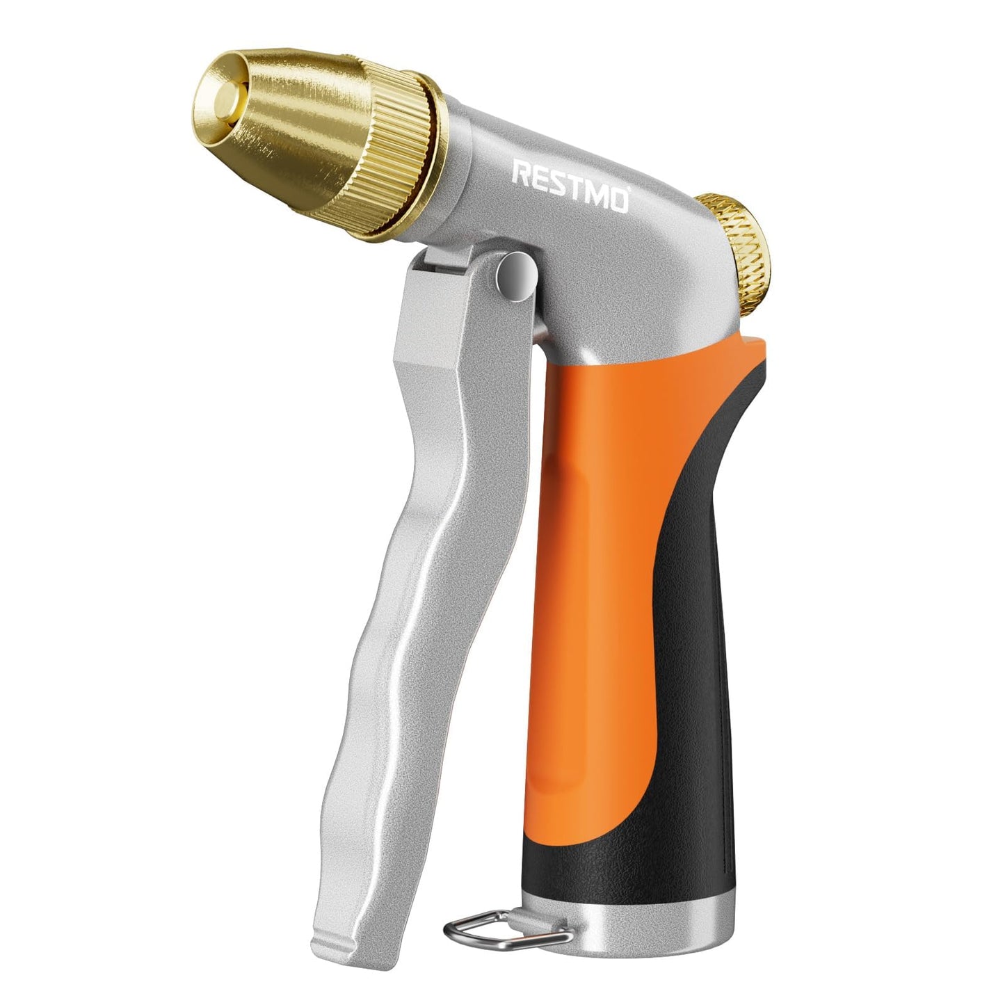 RESTMO Heavy Duty Metal Water Hose Nozzle, High Pressure Garden Hose Nozzle, Hose Sprayer Nozzle with Adjustable Spray Patterns for Garden Watering, Car Washing, Patio and Pet, Orange