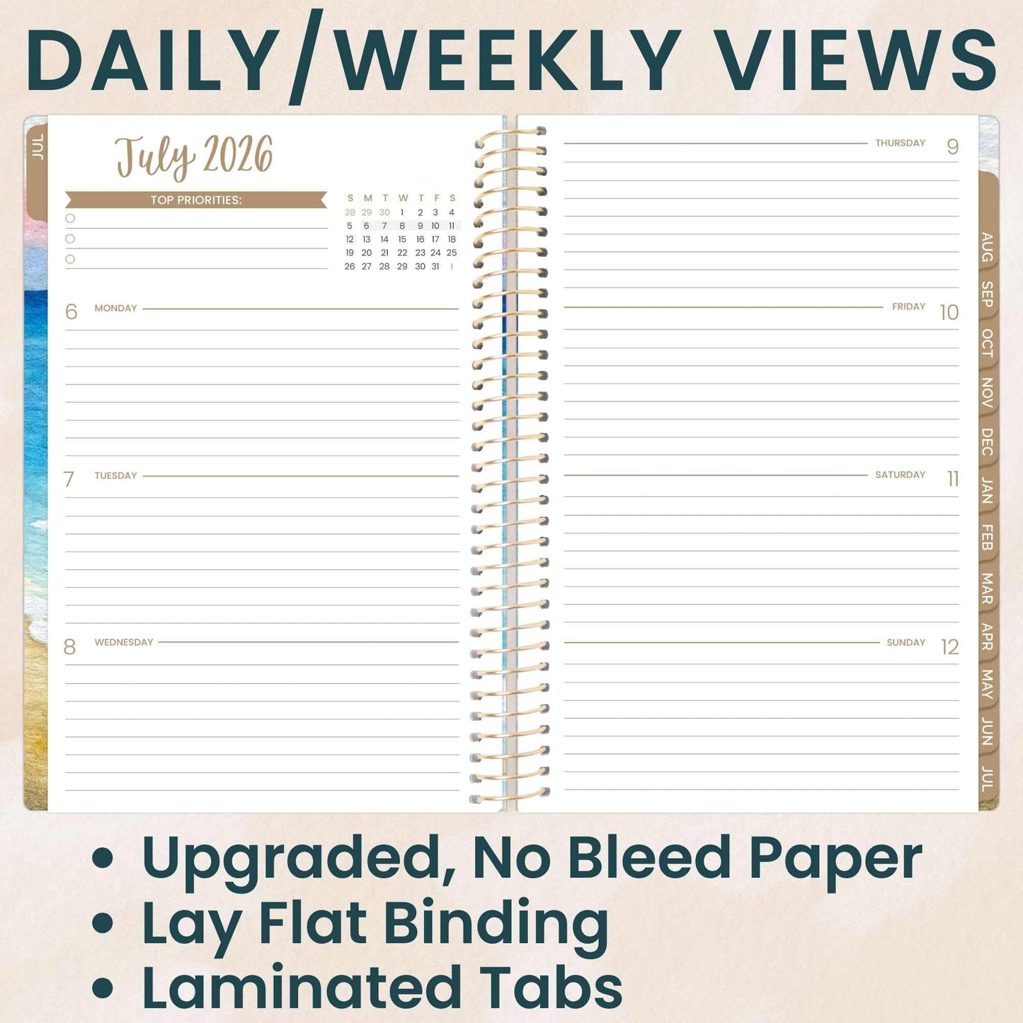 bloom daily planners 2026-2027 Planner - Academic Year (July 2026 - July 2027) Monthly & Weekly Soft Cover Planner for Women - 13 Month Calendar Agenda Book with Stickers - 5.5" x 8.25" - Coastal Calm