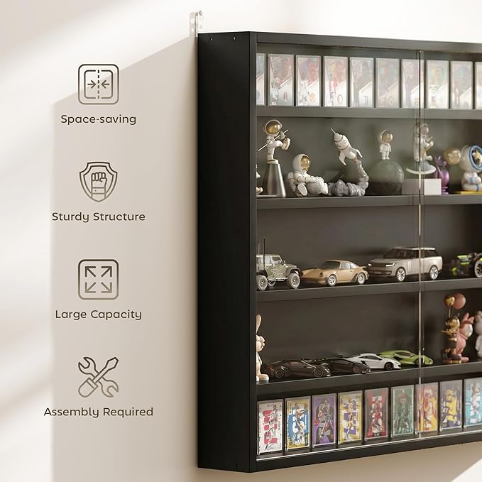 HOMCOM 5-Tier Display Cabinet, Glass Door Cabinet