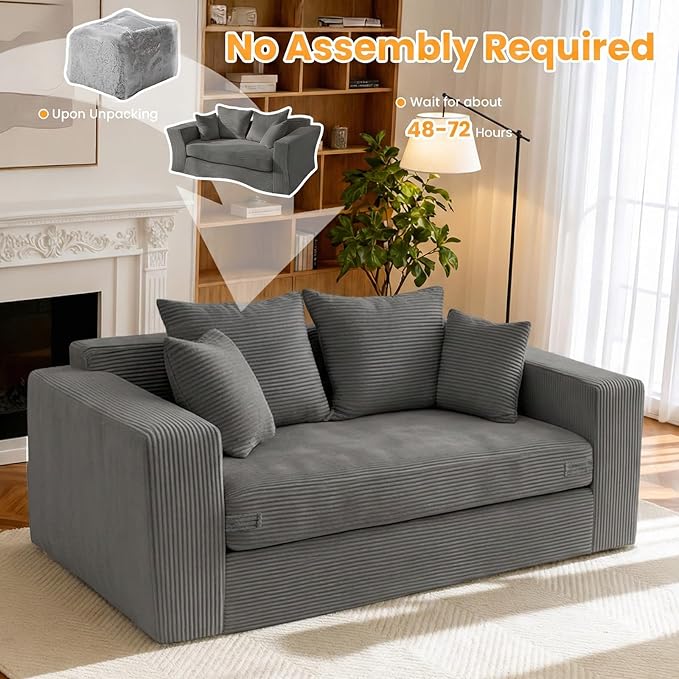 Winzon Boneless Loveseat, 3 in 1 Convertible Sofa Bed Sleeper Sofa Floor Futon