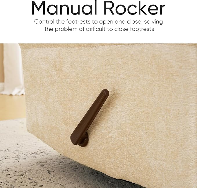 Rocking Chair Nursery with Adjustable Headrest, Manual Swivel Rocker Recliner