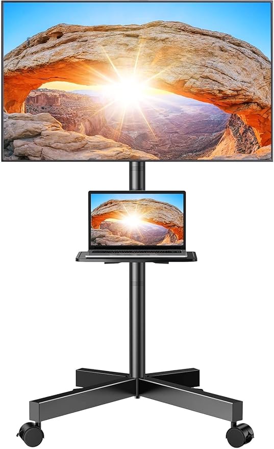 Perlegear Rolling TV Stand for 23-60 Inch LED Flat Screen/Curved TVs up to 88lbs