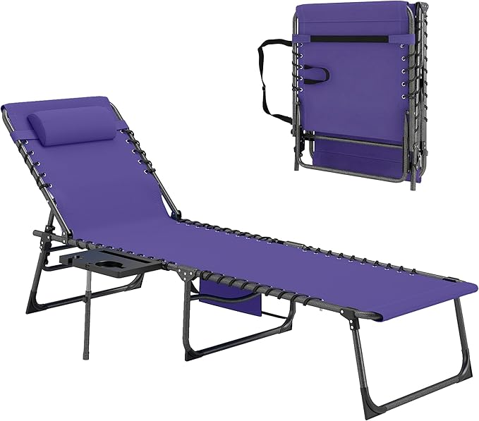 Outsunny Folding Chaise Lounge Chair Outdoor Tanning Chair