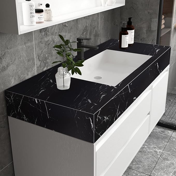 practicalWs 23.6''×118'' Marble Contact Paper Black/White Peel and Stick