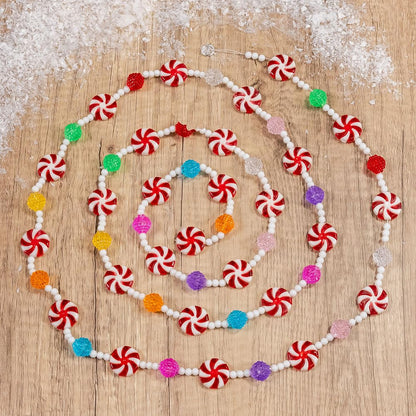 Kurt Adler Multicolored Candy with Peppermint Rounds Garland