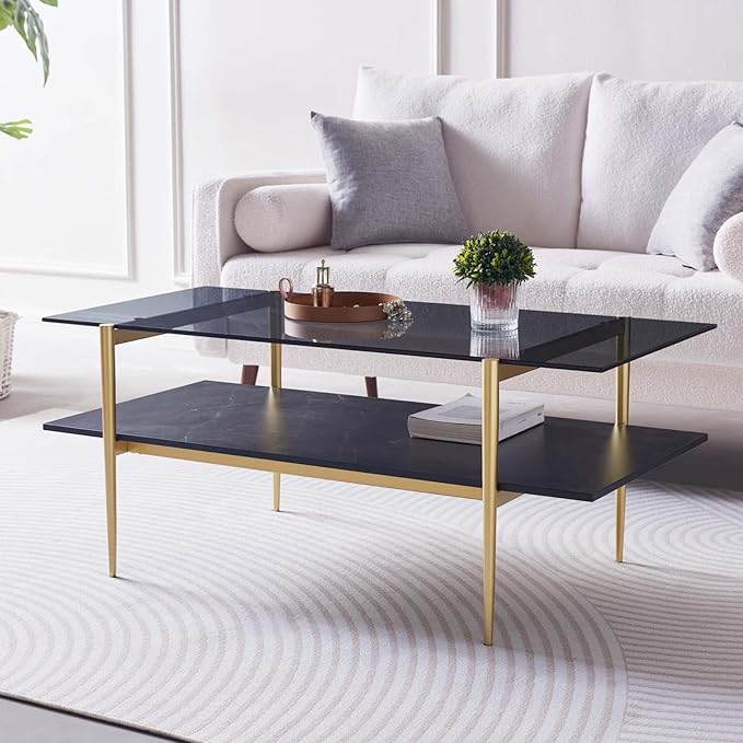 LumFurn Rectangle Coffee Table for Living Room, Mid-Century Modern Design