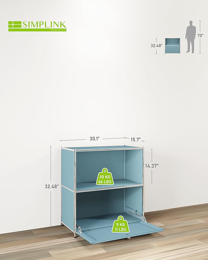 32.5-Inch Flip-Top Side Table & Buffet Cabinet