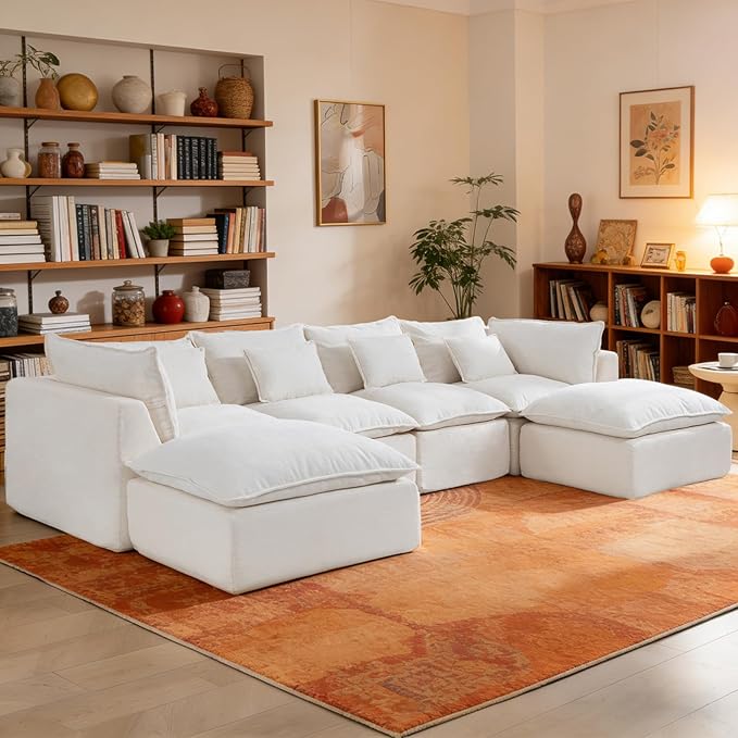 Boneless Couch Sectional Cloud Couch 130'' Oversized Modular Sectional Sofa