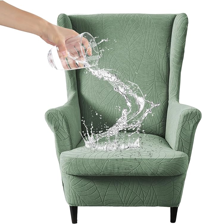 HAOYONG Waterproof Wing Chair Slipcovers Stretch Wingback Chair Covers 4 Pieces