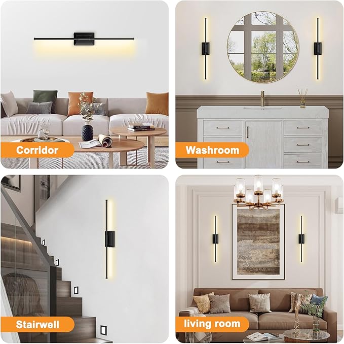 Battery Operated Wall Light Set of 1 - Black Picture Wireless Led Plug In Walls Sconce Fixture Indoor - Art Decor Bathroom Sconces Rechargeable - Modern Bedroom Cordless Lights Fixtures with Remote