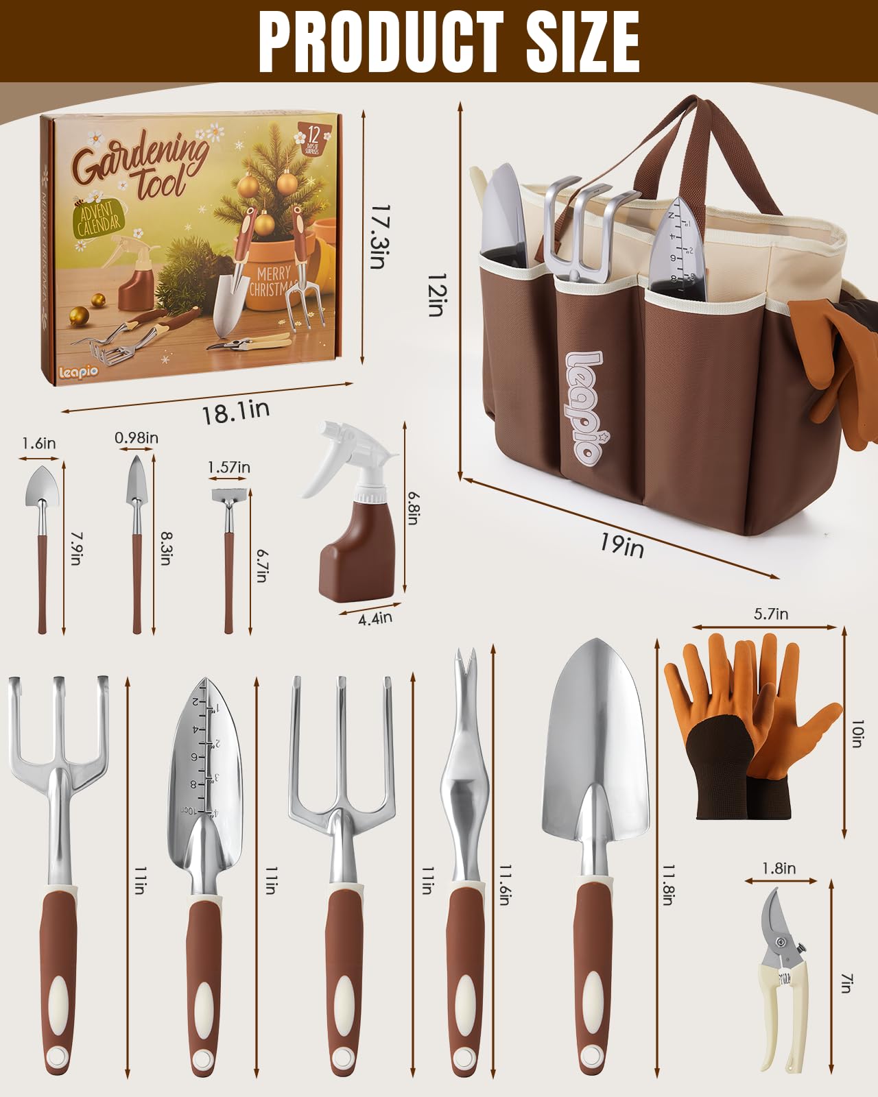 Leapio Gardening Gifts for Women Men, 12PCS Heavy Duty Garden Tools Set with Large Garden Bag and Gloves Pruning Shears, Unique Birthday Easter Gardening Gifts for Mom Dad Boyfriend Planting Lovers