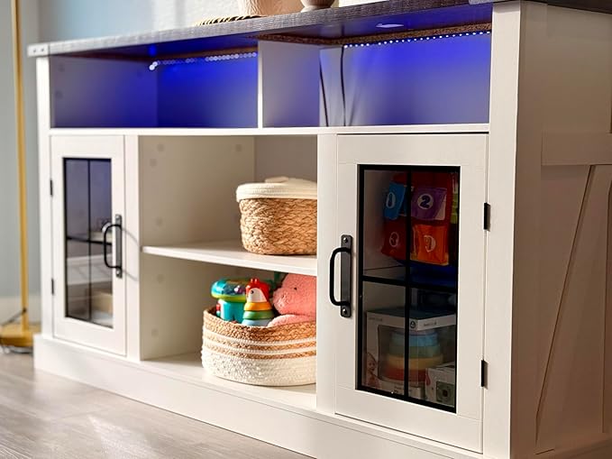 WLIVE Farmhouse TV Stand for 65 Inch TV, Tall Entertainment Center