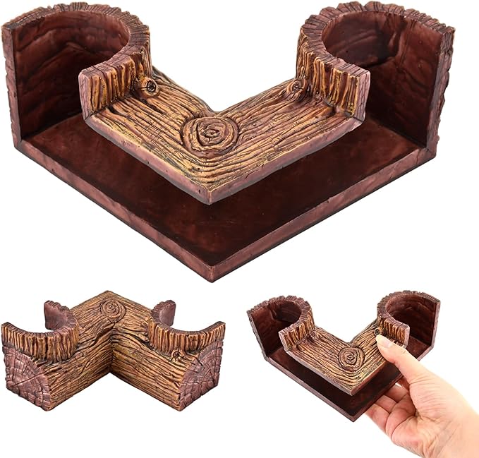 Aquarium Underground Corner Cave, Natural-Looking Wood-Like Viewing Fish & Shrimp Under Gravel Tunnel Fish Tank Decor Decoration Hideout for Corydora Catfish, Kuhli Loach, Pleco
