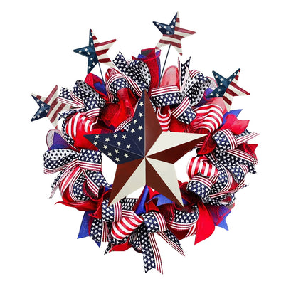 Linfevisi 21 Inch Barn Star Wall Decor Outdoor Patriotic Decorations Hanging Metal Stars American Flag 4th of July Memorial Day Texas Star Wall Art for Western Country Farmhouse Home