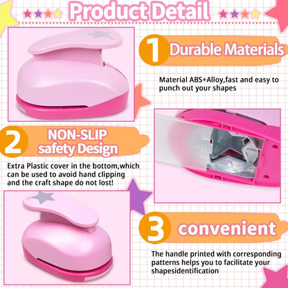 3 Inch Star Punch, Craft Hole Paper Punches, DIY Handmade Paper Puncher for Cardstock, Gift Wrapping, Greeting Cards and Scrapbook, Star Shape Lever Action Craft Punch