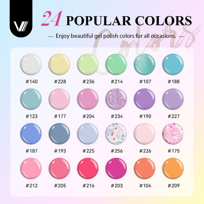 VANREESA 42 Pcs Gel Nail Polish Kit with U V Light 24 Popular Colors Gel Polish Nail Kit Green Blue Purple Pink Orange Complete Nail Kit with Manicure Tools Gifts for Women Girls