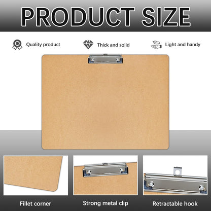 10 PCS Extra Large 11x17 clipboard, Wood Cleats with Low Profile Clips for Drawing, Sketching, and Art Boards, Horizontal Wood Lapping, Landscape Layout