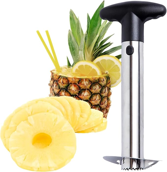 ZAFNAH Pineapple Cutter and Corer Tool, Stainless Steel Pineapple Slicer Peeler, Easy Pineapple Core Remover Eye Removal Tool,ZAFNAH Pelador De Piña (PINEAPPLE CORER)