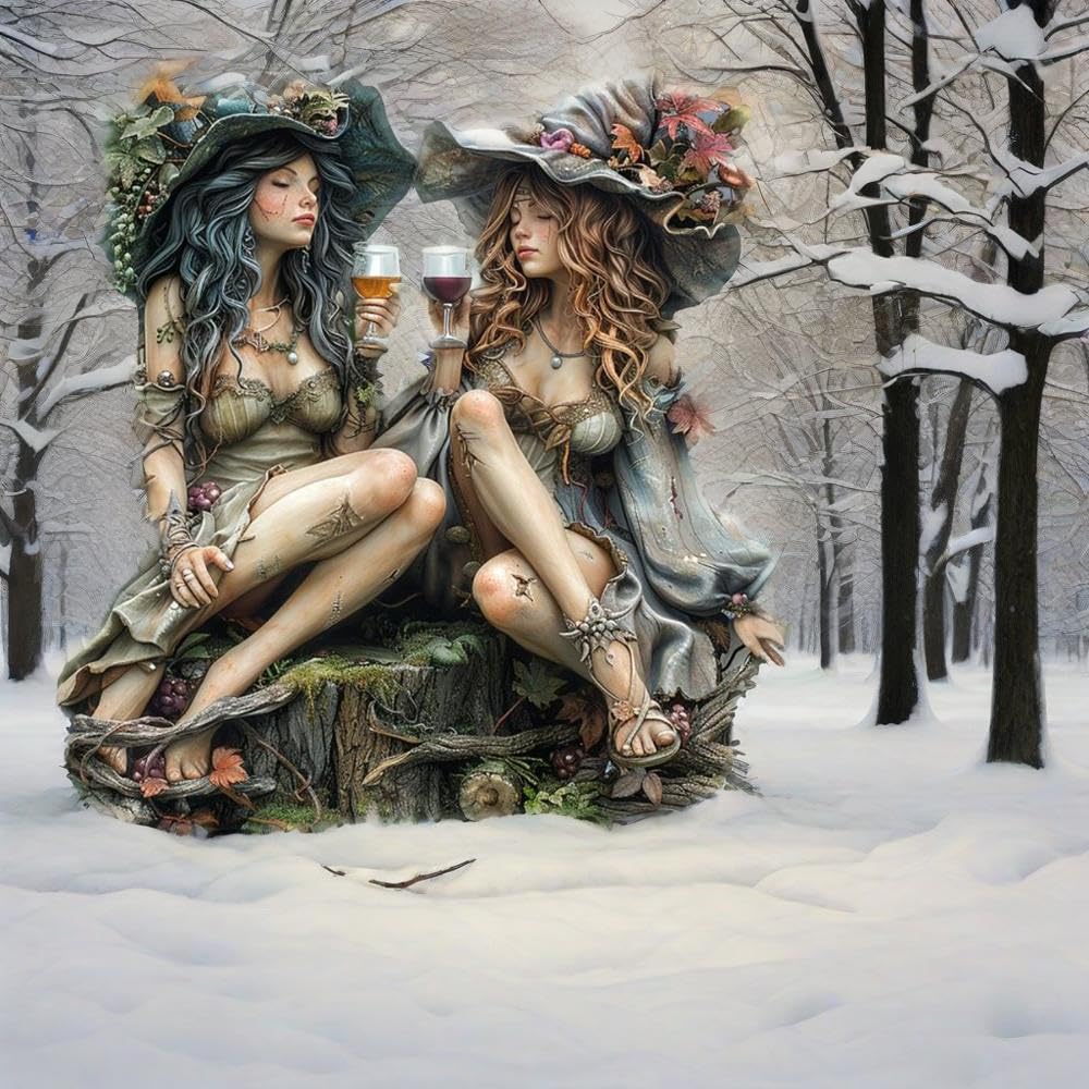 WGKOMEGE Fairy Garden Stake Decor, Acrylic 2D Garden Fairy Decoration, Fairy Garden Accessories for Outdoor Indoor Yard Lawn Pot Plants (Two-Witches)