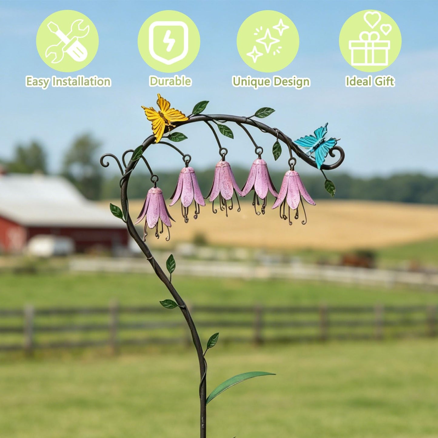 AIHAOKAN 39.5" H Metal Flower Garden Stakes Outdoor Decor,Retro Decorative Garden Stakes,Metal Yard Art for Garden,Patio & Yard Decor.