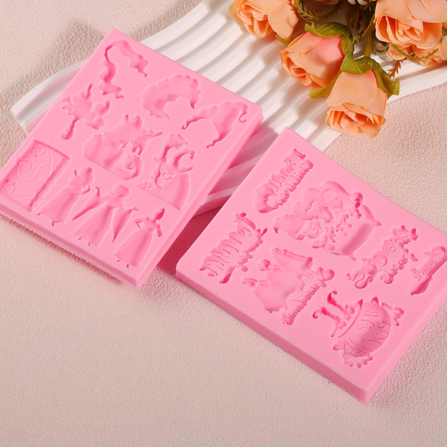 ICNYEKl Halloween Witch Sisters Silicone Mold 2 Pcs, 3D Halloween Hocus Pocus Fondant Mold, for Cupcake Toppers, Halloween Party Cake Decoration, Candy, Chocolate, Sugar Craft, Resin, Plaster, Clay