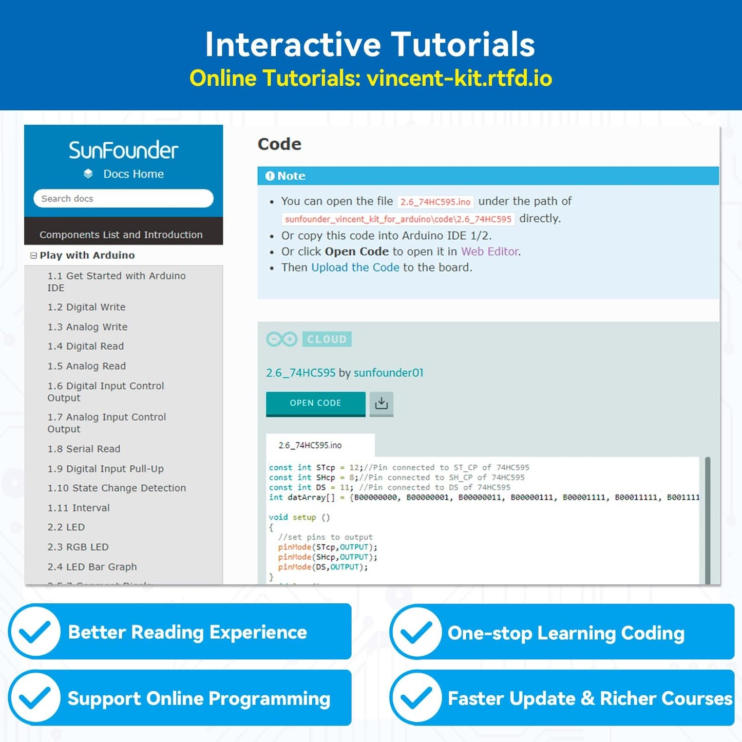 SunFounder Project The Most Complete Electronics Starter Kit Compatible with Arduino Mega 2560 R3 Mega328 Nano, 73 Tutorials Included