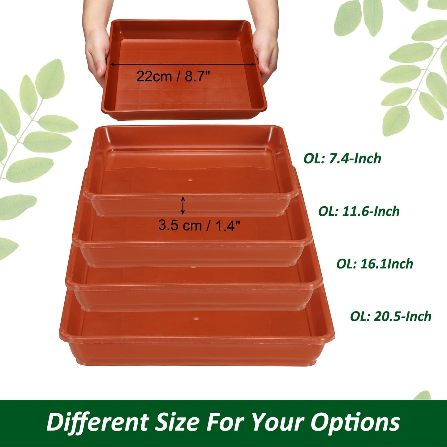 PATIKIL 10 Inch Plant Saucer Tray, 10 Pack PP Plastic Square Plant Saucer Flower Planter Drip Tray for Indoors Outdoors Patio Balcony, Terracotta