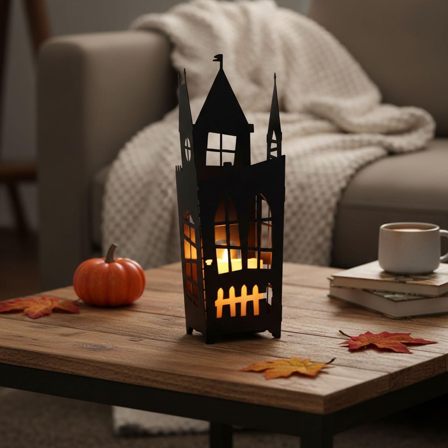 AIM & GGKK Gothic Castle Wall Sconce Candle Holder - Set of 2 Black Metal Haunted House Candle Sconces for Halloween Spooky Decor