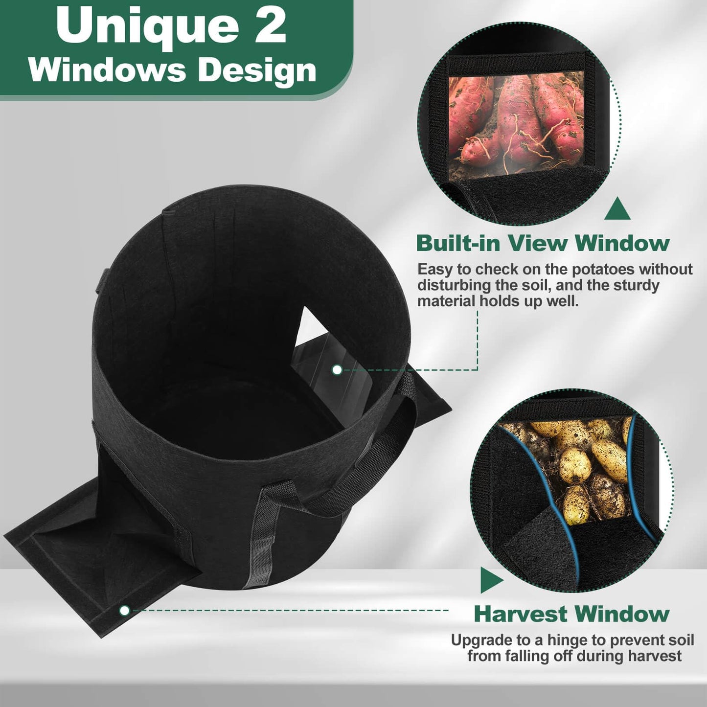Lezmarket 2 Pack 10 Gallon Potato Grow Bags, Nonwoven Fabric Garden Planters with Reinforced Handle, Large Pots for Potato, Vegetable and Outdoor Plants