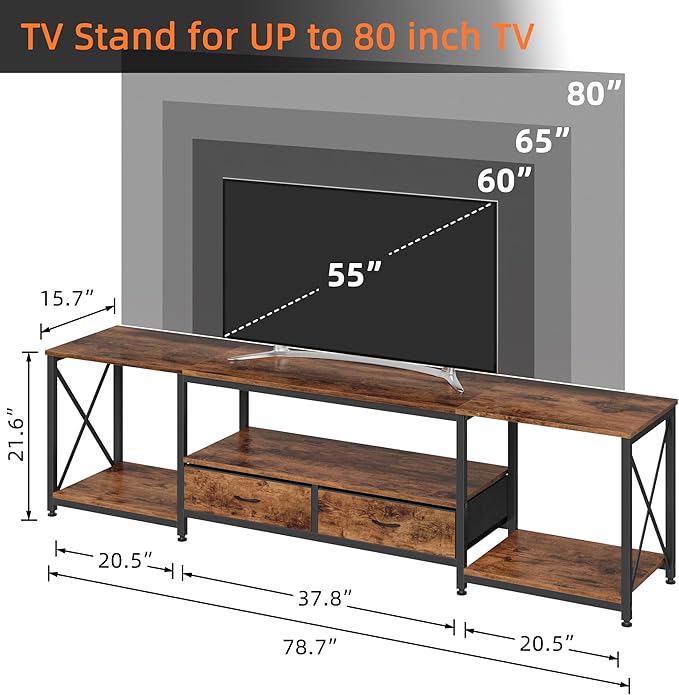 GYIIYUO TV Stand with Fabric Drawers
