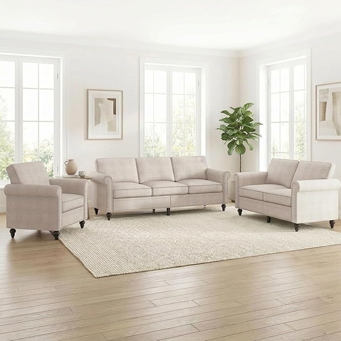 Living Room Sofa Sets 3 Piece, Modern 3 Seater Sofa and Loveseat Couch and