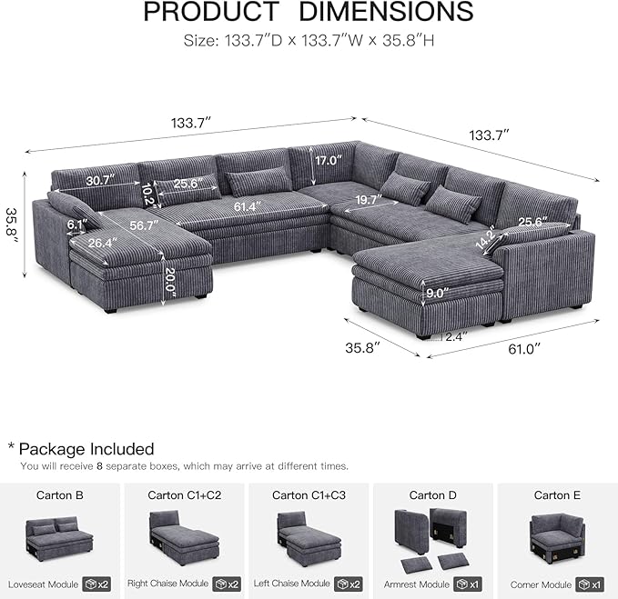 Belffin Large Modular Sectional Sofa