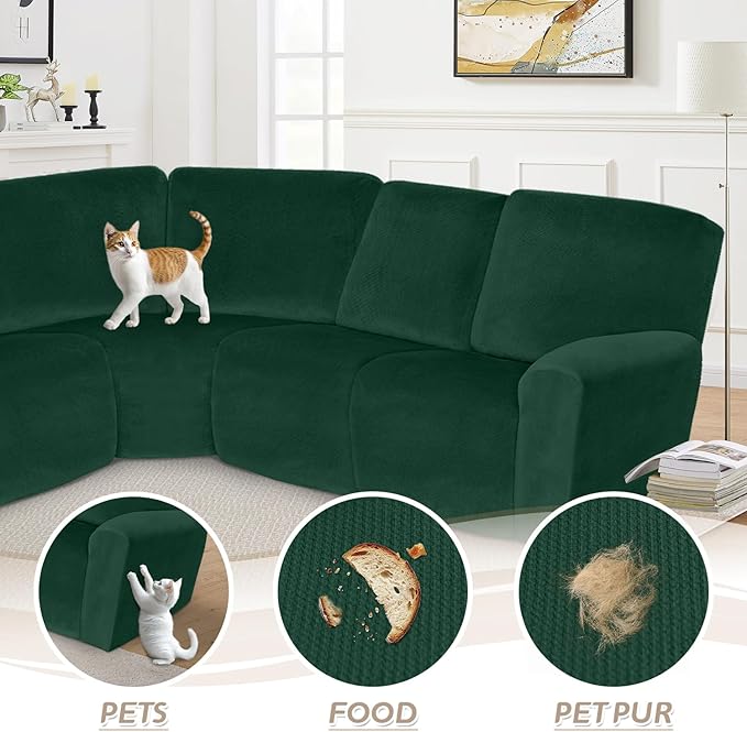 Arfntevss Sectional Recliner Couch Covers Velvet Corner Sectional Sofa Cover