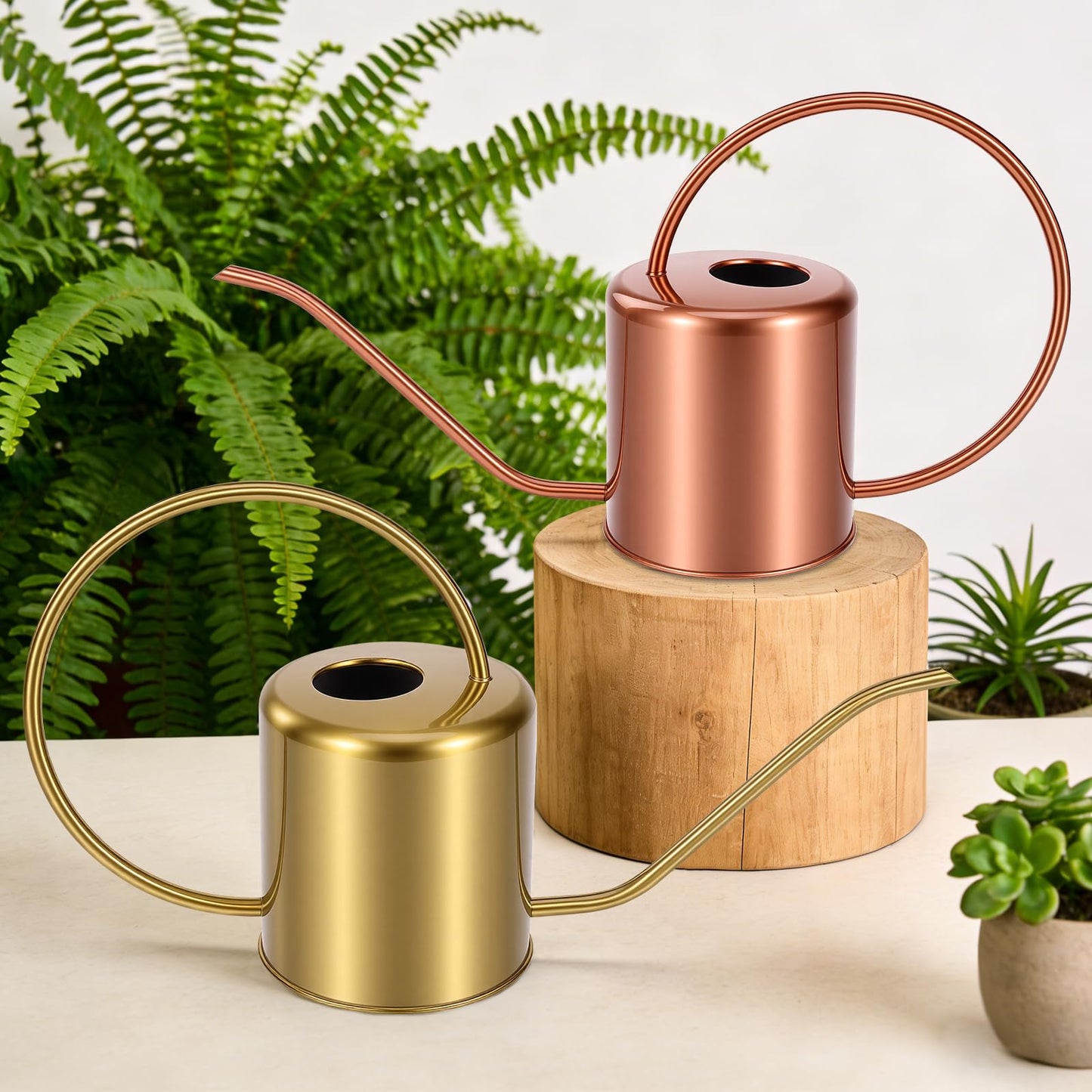 Plant Watering Can, 50 oz / 1500 ml Stainless Steel Metal - Modern Decorative with Long Spout for Indoor Potted Plants, Bonsai, Garden Flowers, Copper