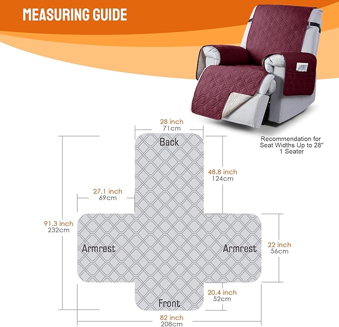 VANSOFY 100% Waterproof Recliner Chair Covers, Recliner Cover Non-Slip Dog