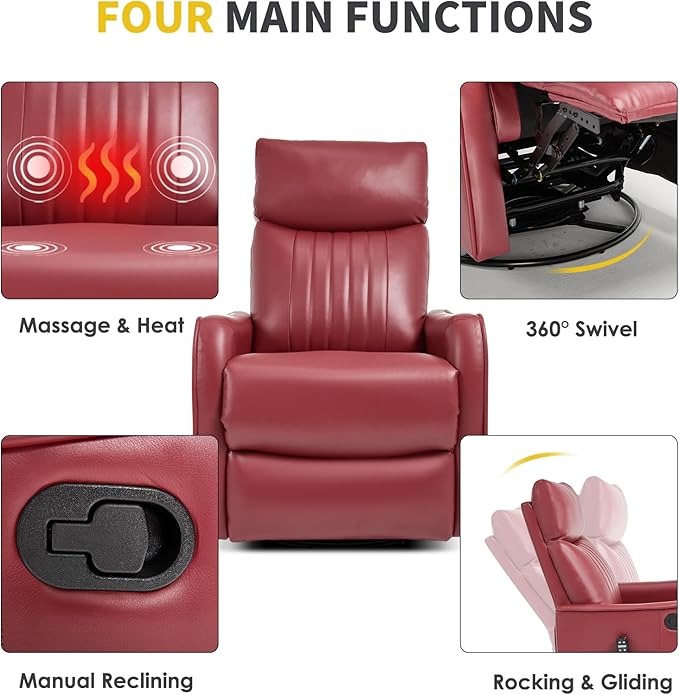 Trustyue Swivel Rocker Recliner Chair, 360° Swivel Recliner