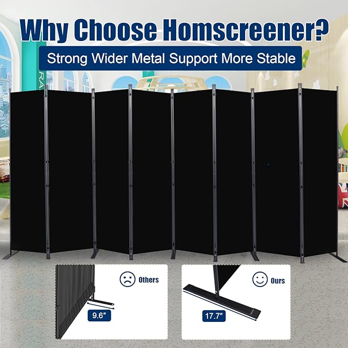 Room Divider 6FT Portable Room Dividers and Folding Privacy Screens, 8 Panel