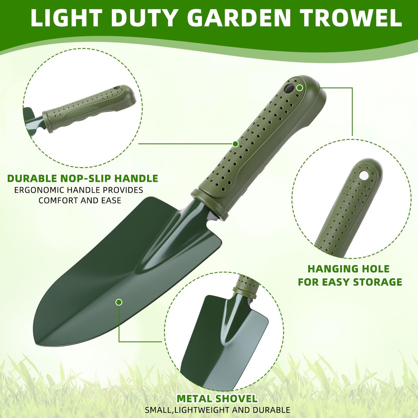 Yaocom 12 Pcs Garden Shovel Trowel Gardening Hand Tools Small Hand Shovels for Digging Metal Trowel Spade with Plastic Handle Anti Slippery for Lawn Yard Home Farm Planting