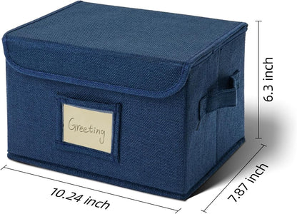 Vienrose Greeting Card Organizer Storage Box with 20 Removable Dividers, 84 Self-stick Labels, Perfect for Photos, Envelopes, Scrapbooking, Paper, Stickers Holder 1 Pack Navy