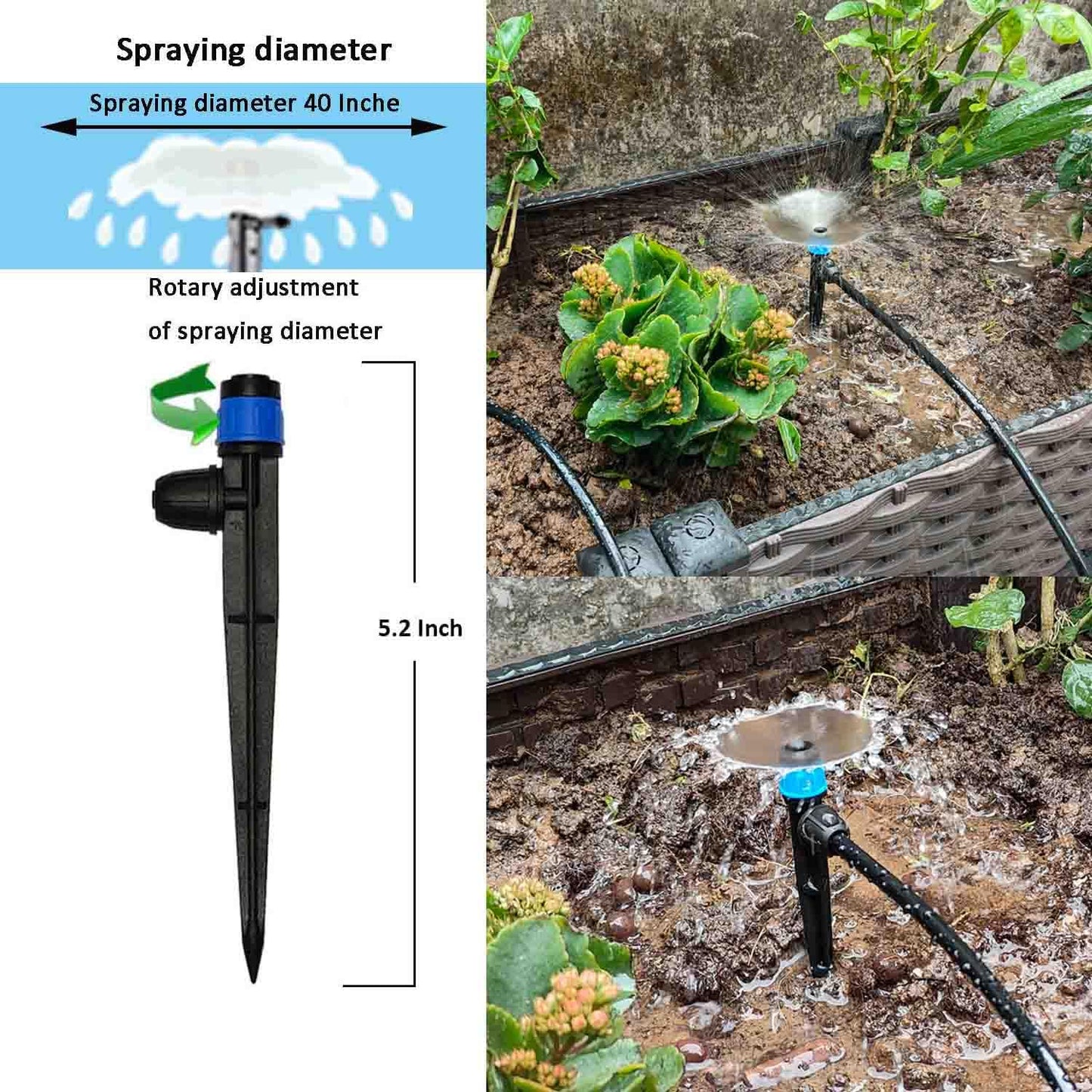 160Ft Drip Irrigation System with Water Timer for Garden, Main Water Hose ID 1/2inch 30Ft, 1/4in 130Ft, Sufficient Water Pressure, Irrigation Dripper Waterflow Evenly, Easy DIY Garden Watering System