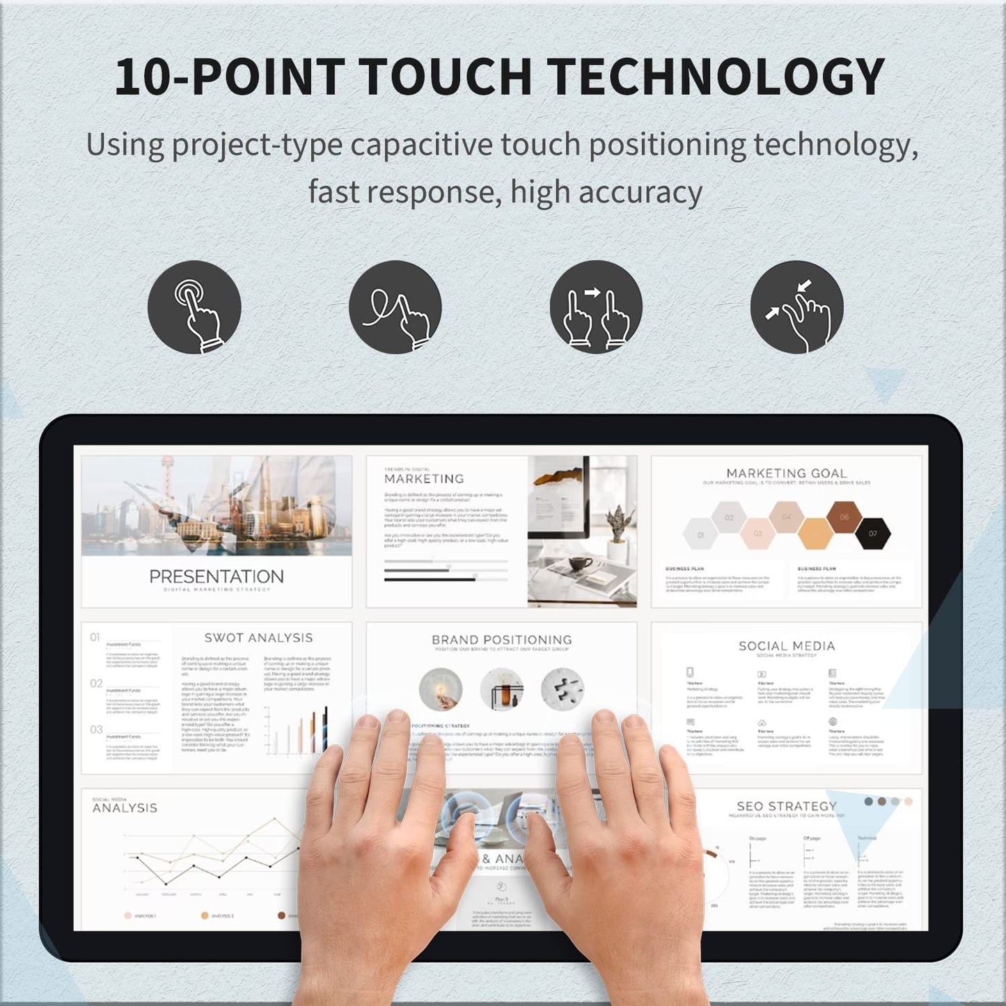 TouchWo 27 inch Touch Screen PC Monitor, Intel i7, 8GB RAM, 256G SSD, 16:9 FHD 1080P, Windows 10, Smart Board for Classroom, Meeting & Home, USB, VGA & HD-MI Monitor