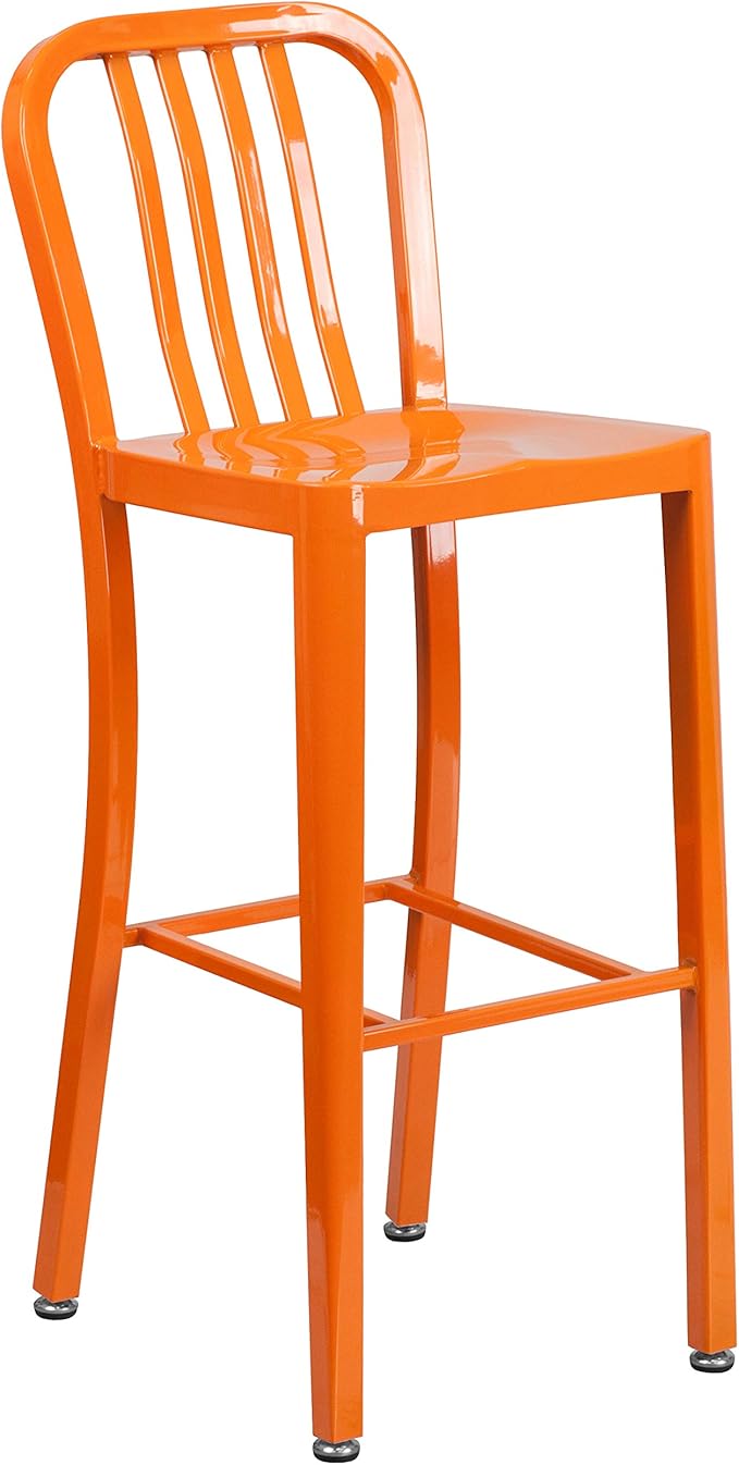 Flash Furniture Commercial Grade 30" High Orange Metal Indoor-Outdoor Barstool