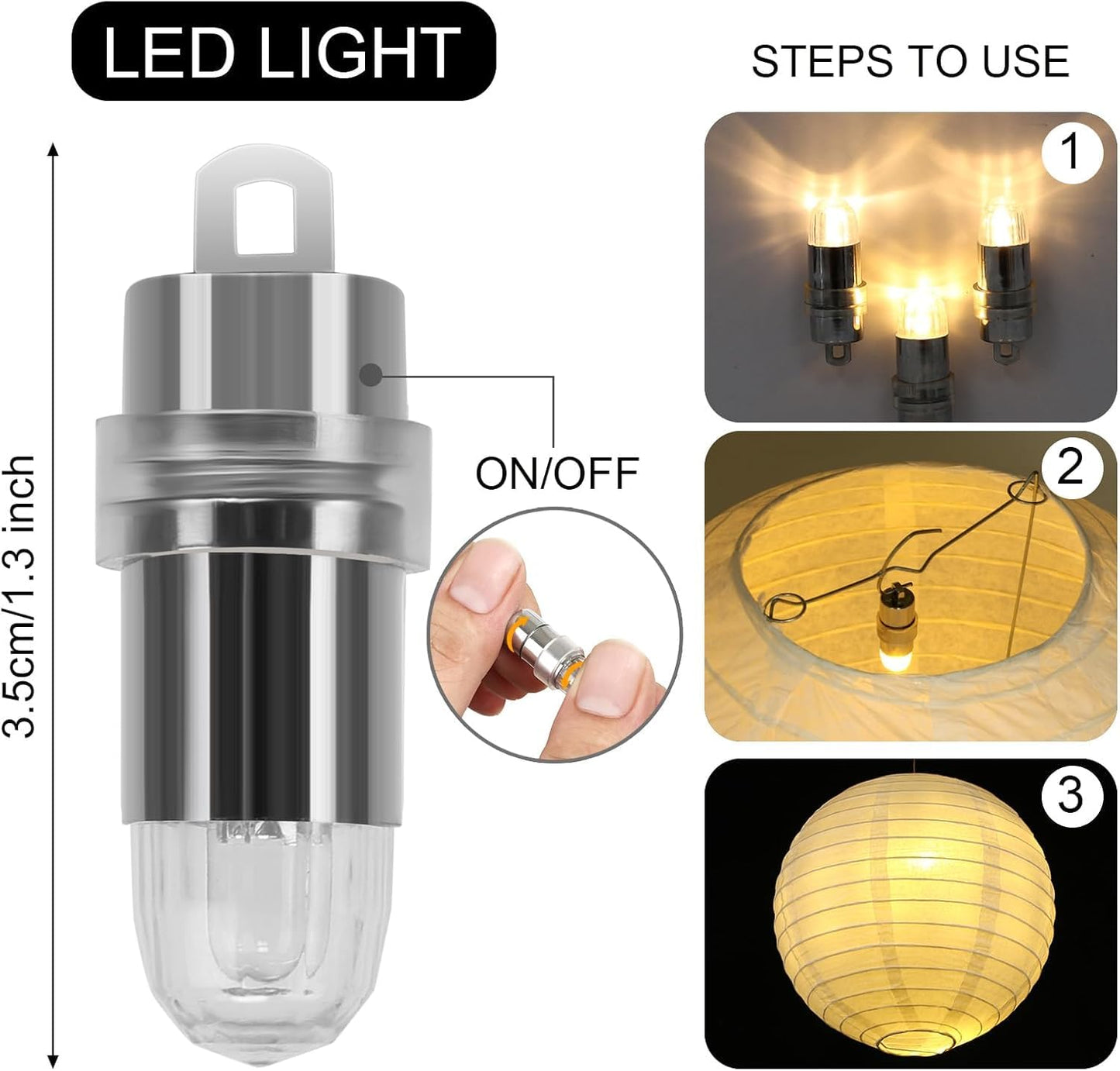 24x Battery Operated LED Party Lights Seasonal Lighting for Balloons Paper Lanterns, Waterproof - Warm White