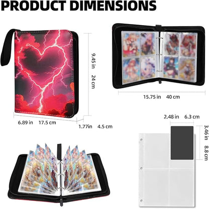 Collectible Trading Card Albums,4 Pocket Card Binder, 400 Double Sided Pocket PU Premium Zip Trading Collection Binderwith 50 Removable Sleeves, Card Folder forTCG, Sports Cards (Yellow & white)