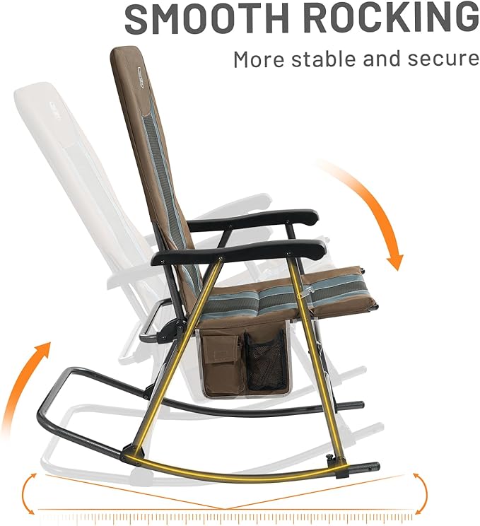 TIMBER RIDGE Outdoor Folding Rocking Chair, Hard Armrests
