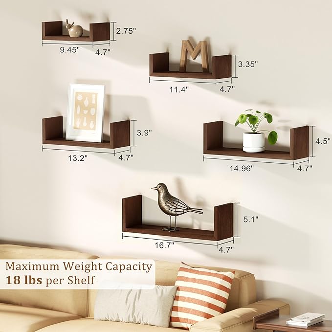 SRIWATANA Floating Shelves for Wall, Wall Shelves for Bathroom, Living Room